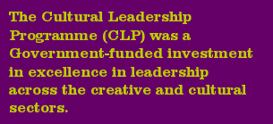 The Cultural Leadership Programme (CLP) was a Government-funded investment in excellence in leadership across the creative and cultural sectors.